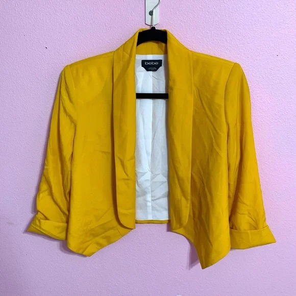 VTG Bebe Yellow Blazer Jacket XS - Picture 12 of 14
